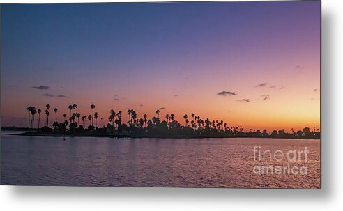 Bring the vibrant beauty of Southern California twilight to your walls with our Palm Trees at Dusk San Diego metal print. A striking coastal statement piece.